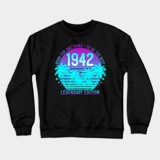 Vintage 1942 Birthday 79th Vaporwave Aesthetic Sunset Palm Crewneck Sweatshirt